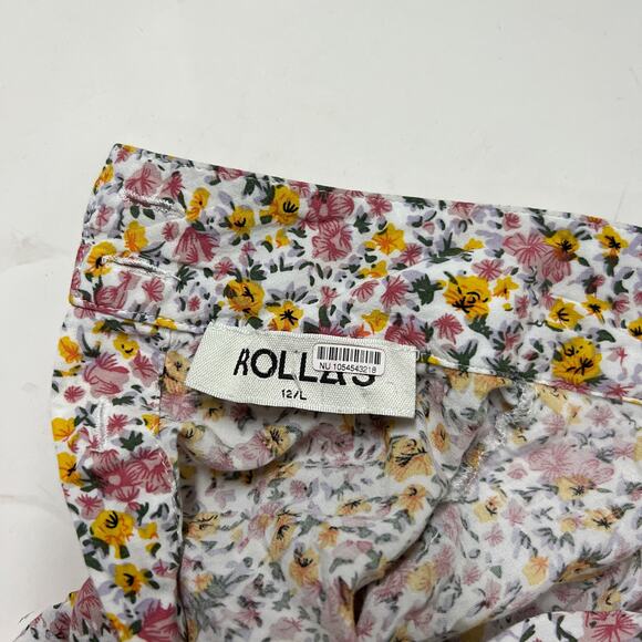 rollas dainty floral print boho balloon sleeve button back cropped blouse top - Picture 7 of 8